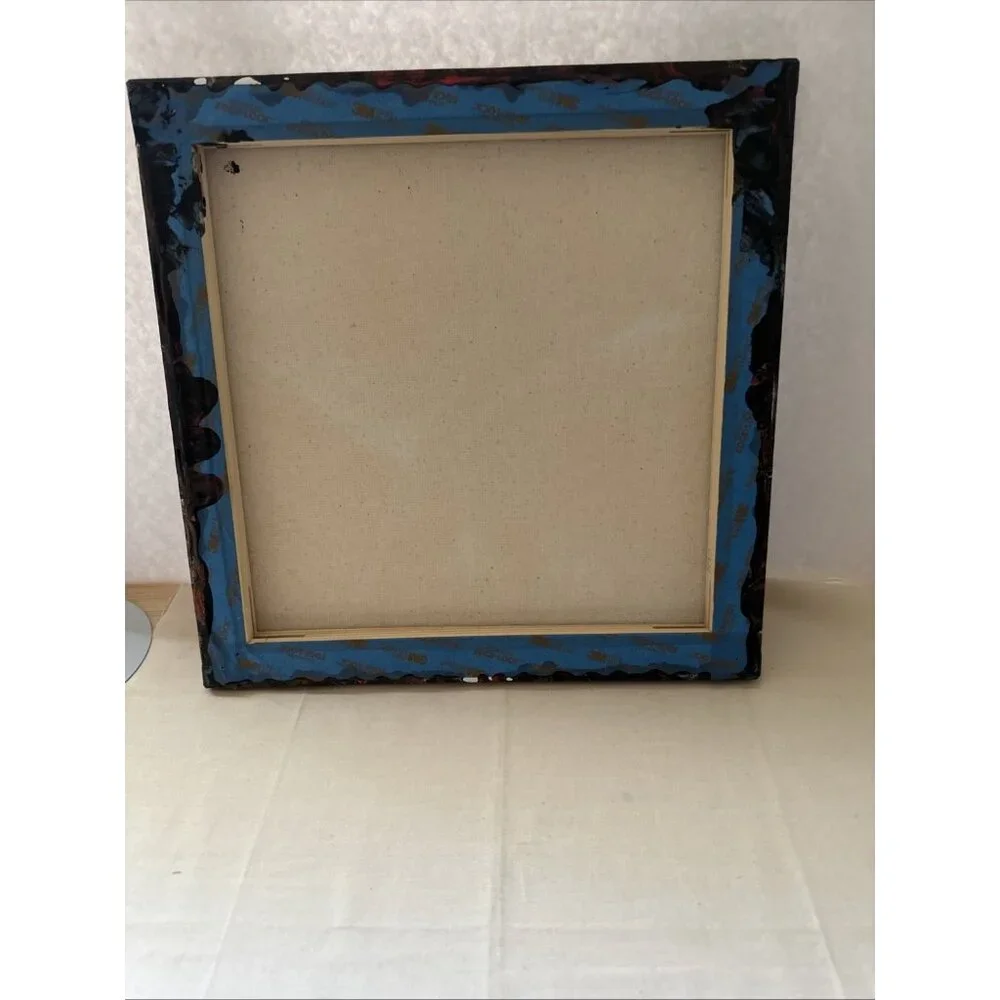 Original Handmade Acrylic Pour Art Painting Black Red 12"x12" - Picture 4 of 5